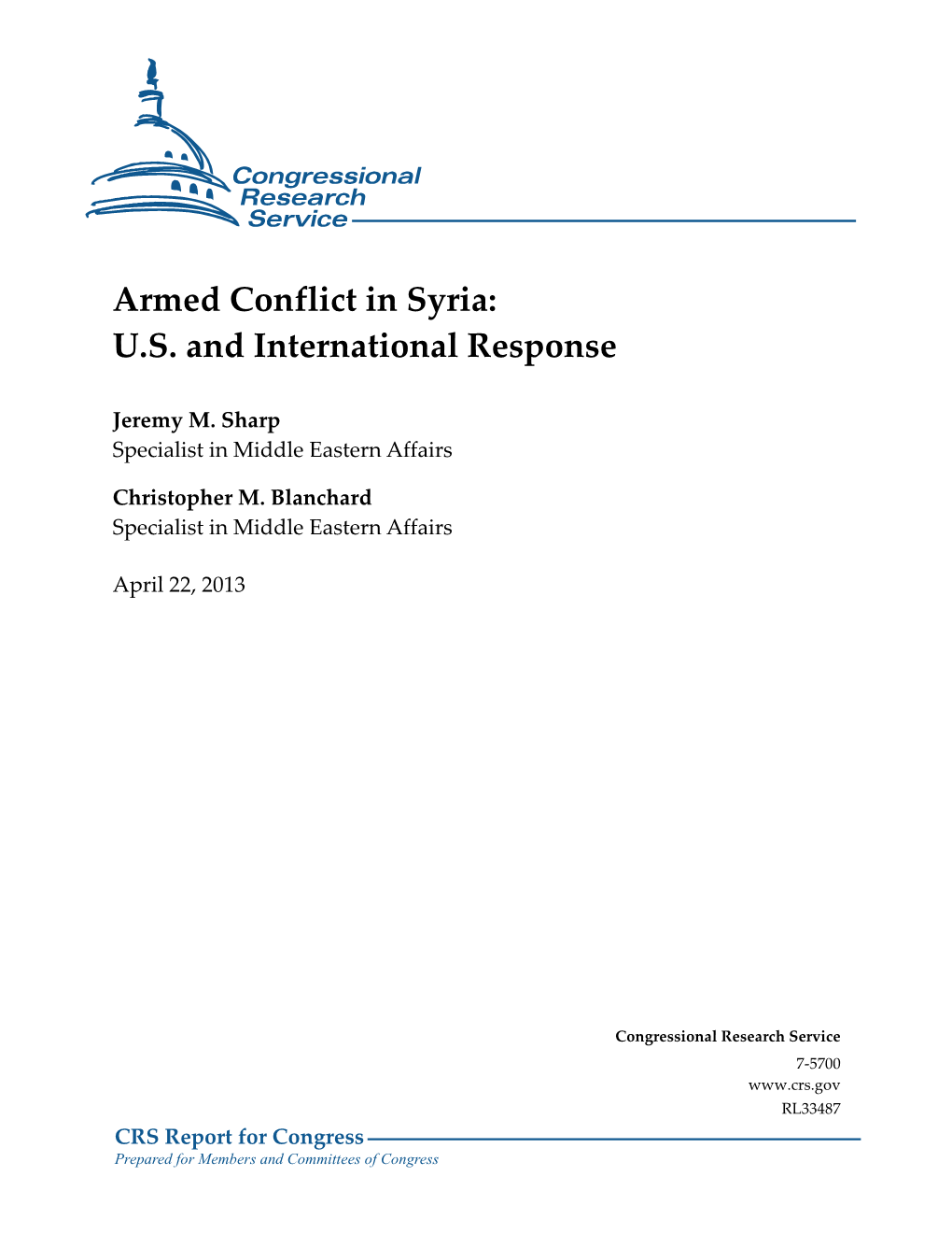 Armed Conflict in Syria: U.S