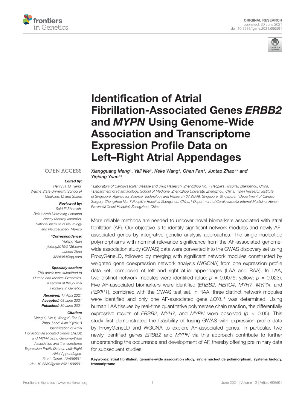 Identification of Atrial Fibrillation-Associated Genes