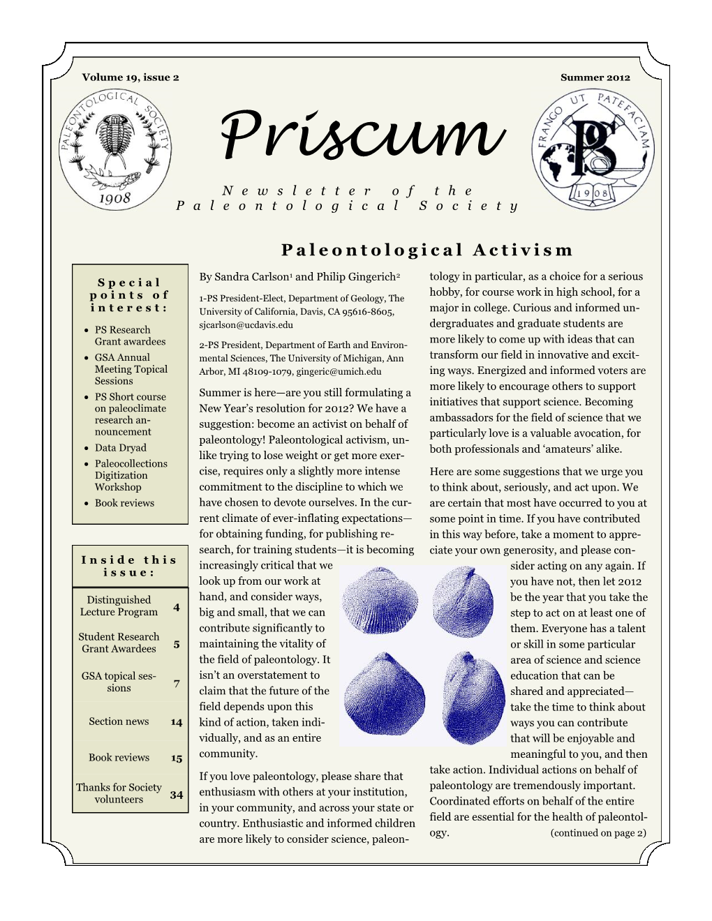 Priscum Newsletter of the Paleontological Society