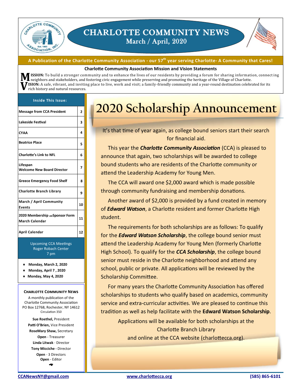 2020 Scholarship Announcement