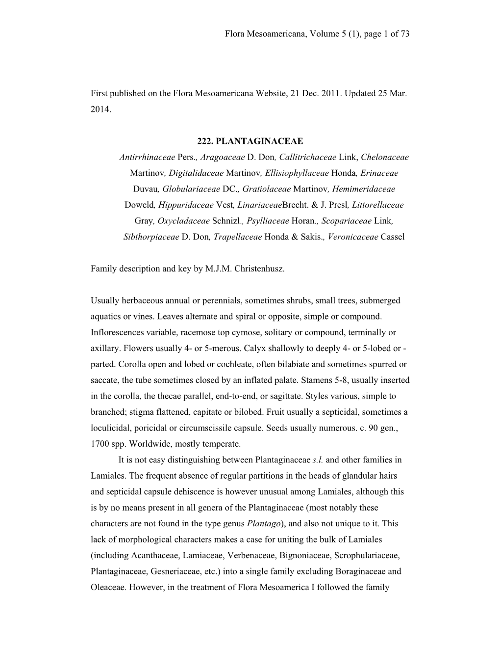 Flora Mesoamericana, Volume 5 (1), Page 1 of 73