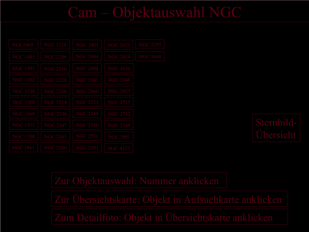 Cam – Objektauswahl NGC