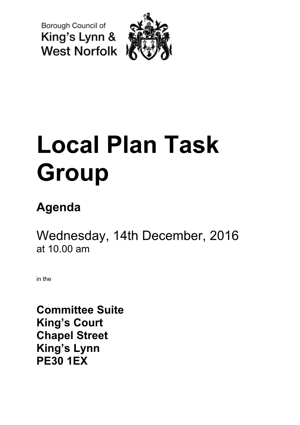 (Public Pack)Agenda Document for Local Plan Task Group, 14/12/2016 10:00
