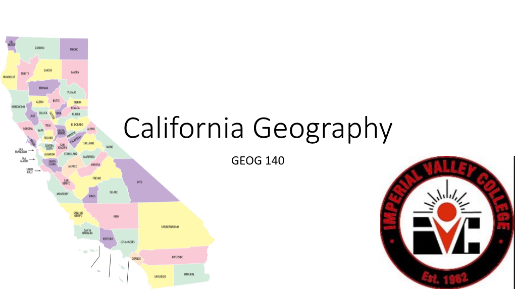 California Geography GEOG 140 Intro to California