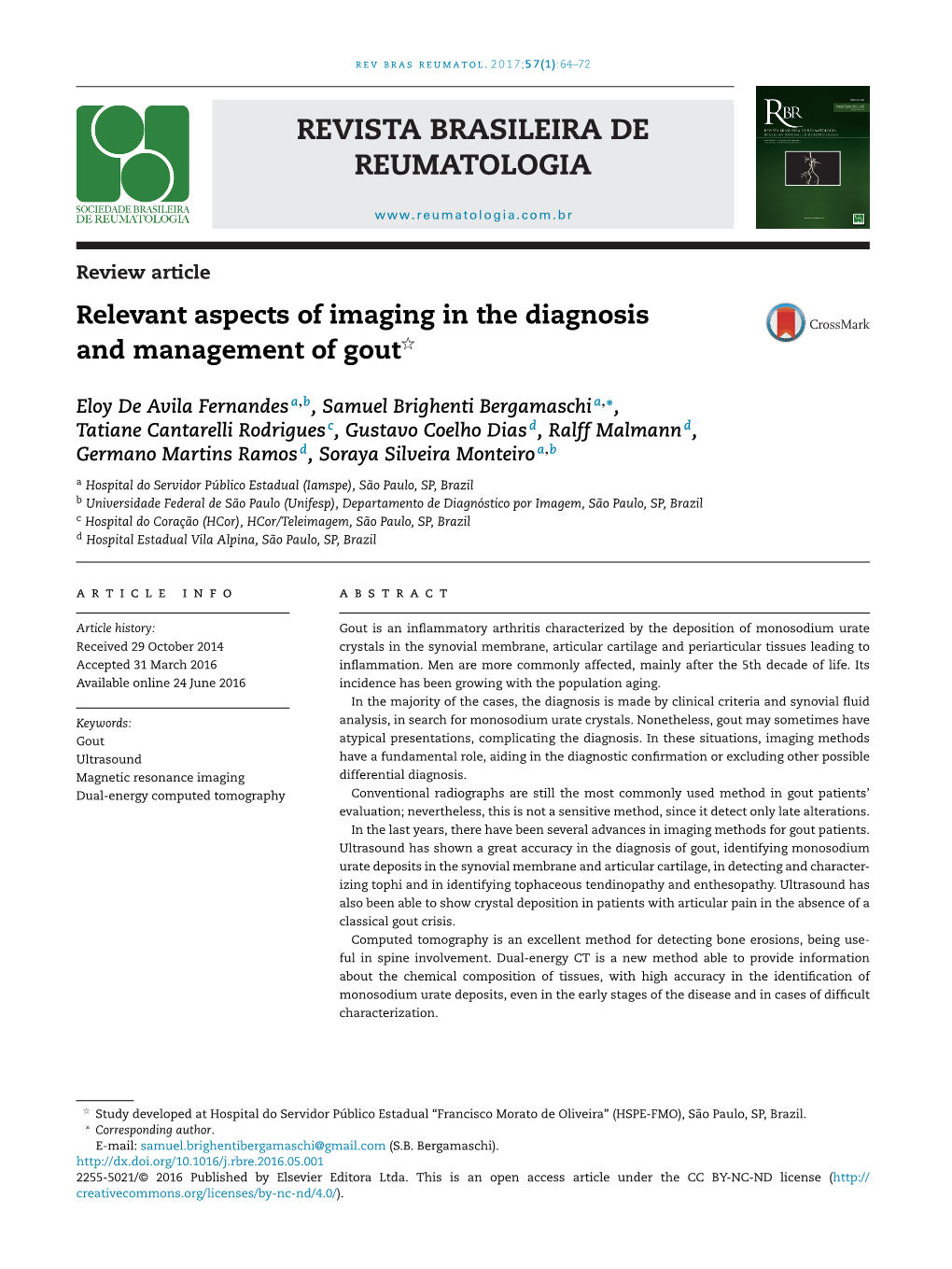 Relevant Aspects of Imaging in the Diagnosis and Management of Gout