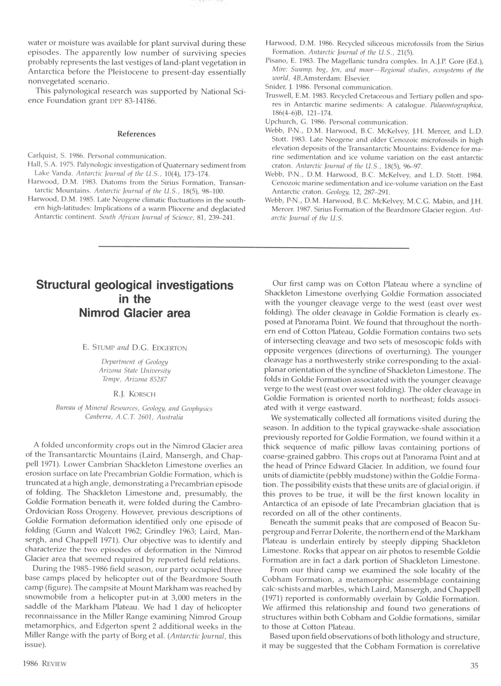 Structural Geological Investigations in the Nimrod Glacier Area