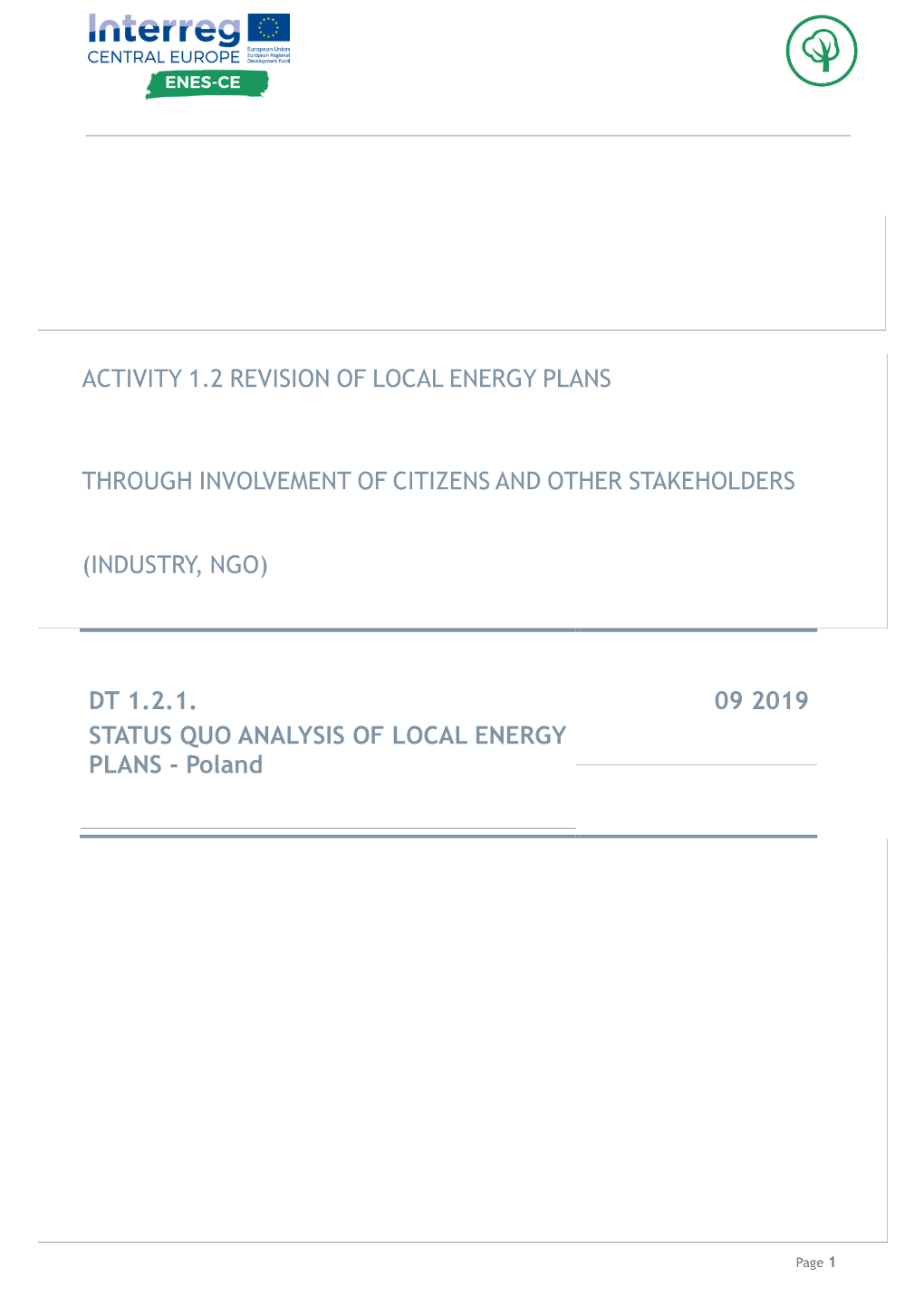 Poland 09 2019 ACTIVITY 1.2 REVISION of LOCAL ENERGY