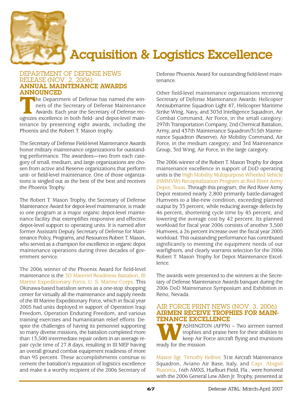 Acquisition & Logistics Excellence