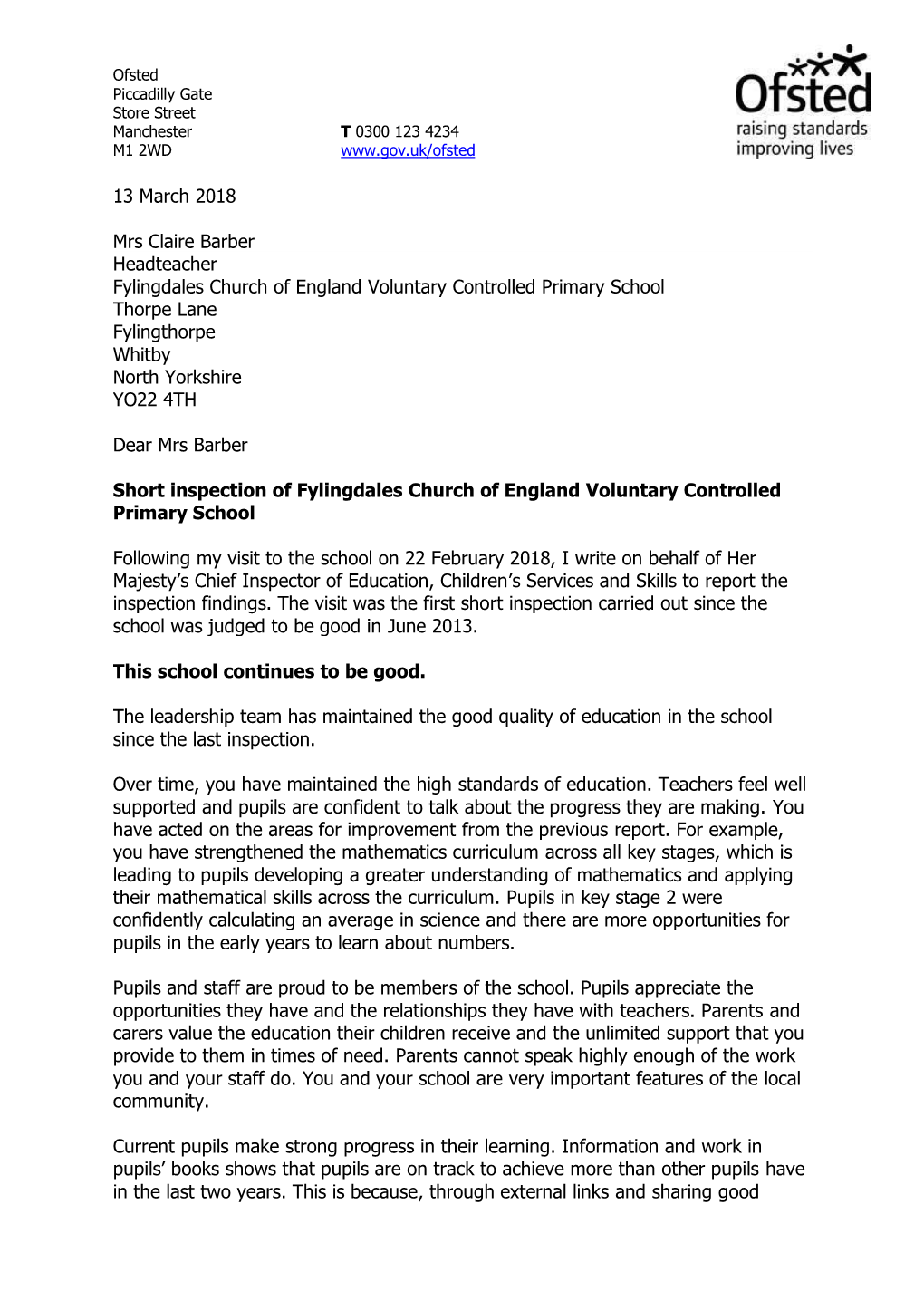 Ofsted Inspection Report