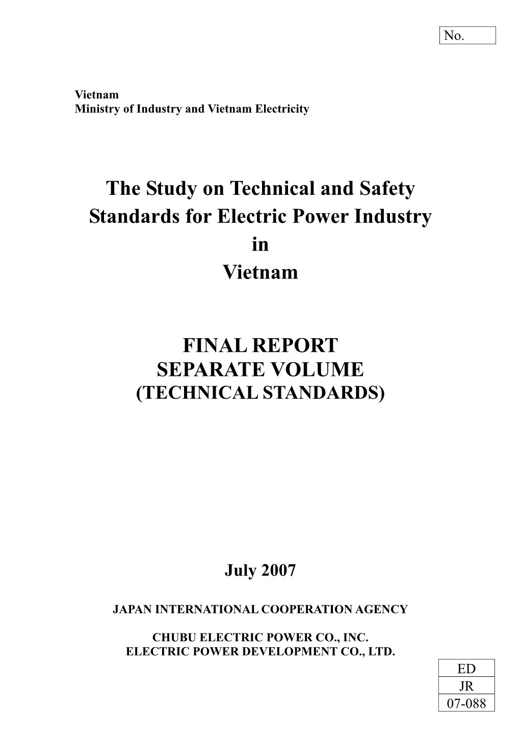 The Study on Technical and Safety Standards for Electric Power Industry in Vietnam