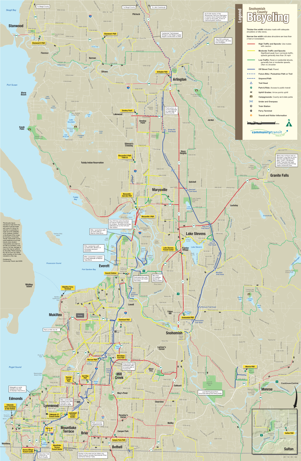 Bicycling Stanwood Thicker Line Width Indicates Roads with Adequate Shoulders Or Bike Lanes