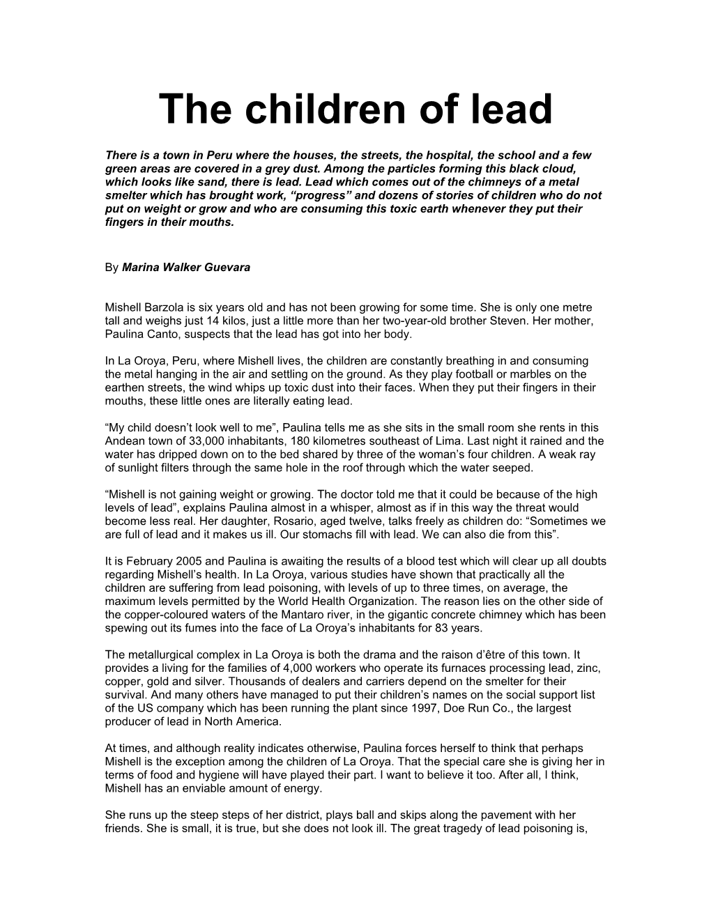 The Children of Lead