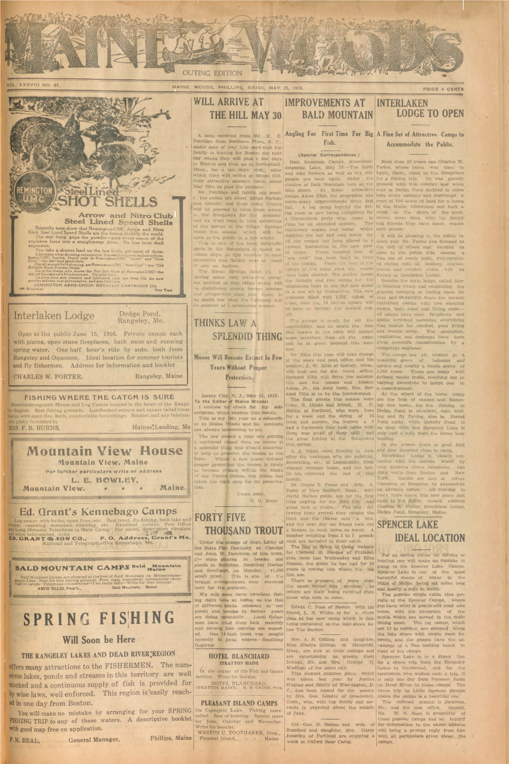 Maine Woods, Phillips, Maine-:, May 25, 1916
