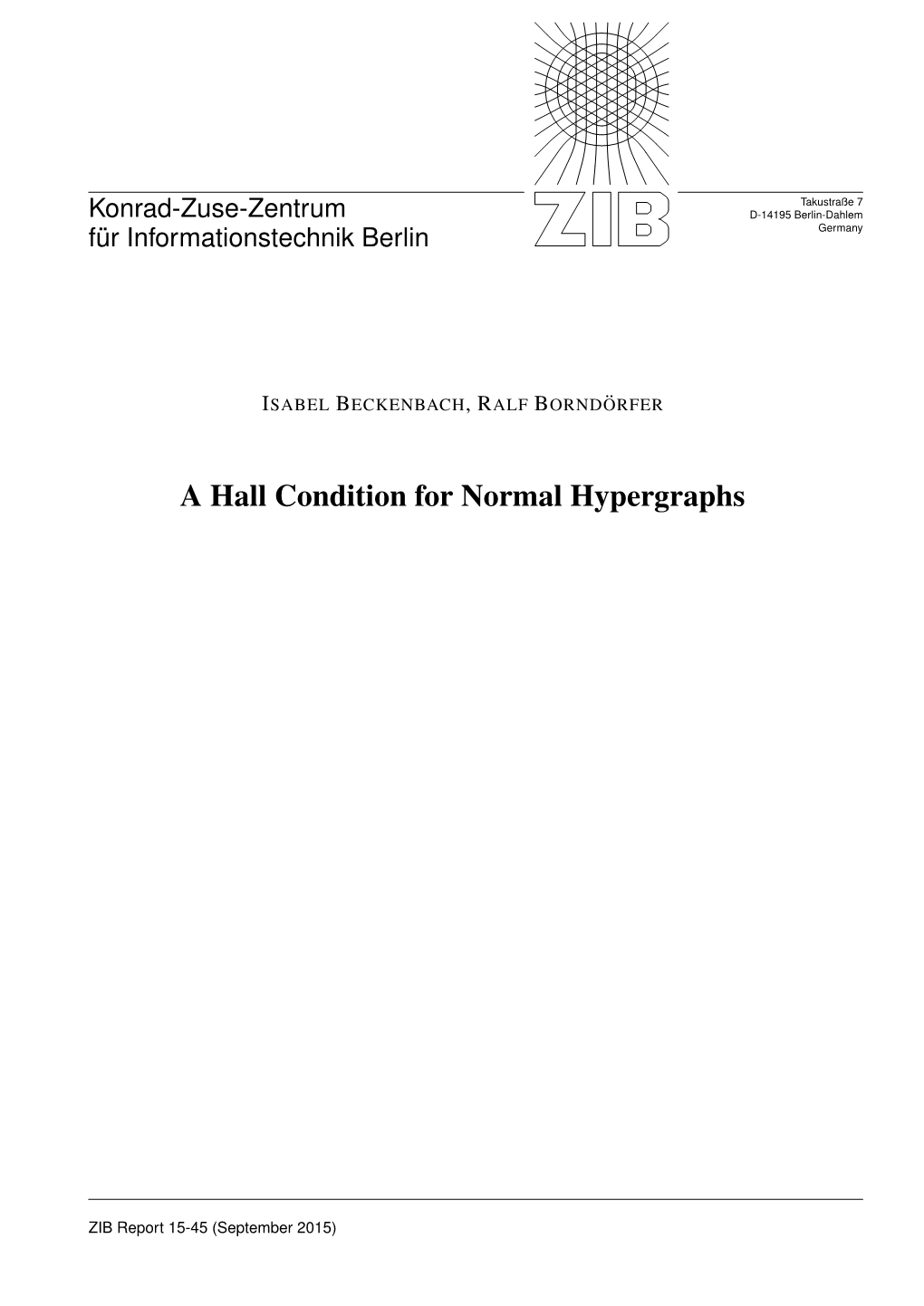 A Hall Condition for Normal Hypergraphs