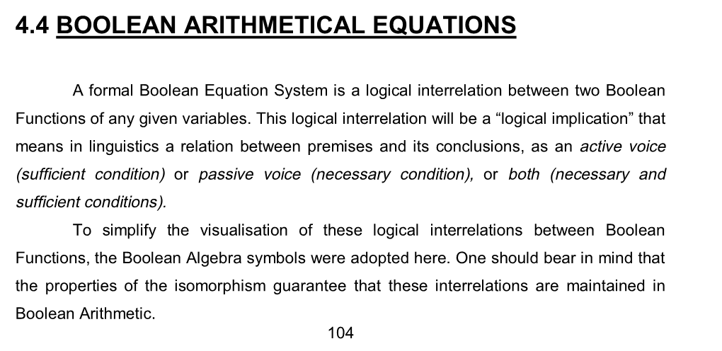 4.4 Boolean Arithmetical Equations