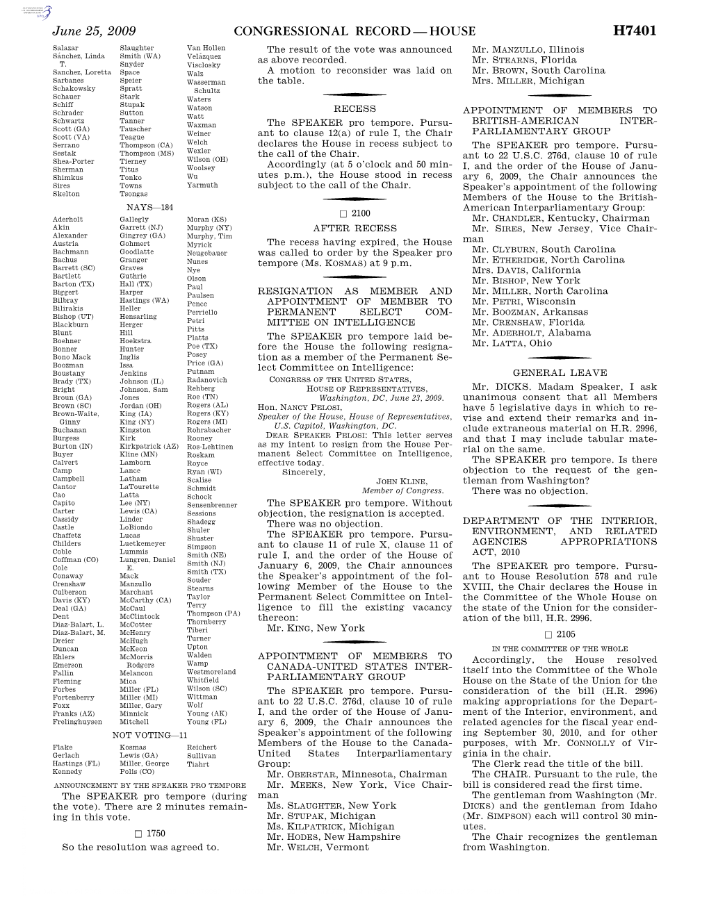 Congressional Record—House H7401