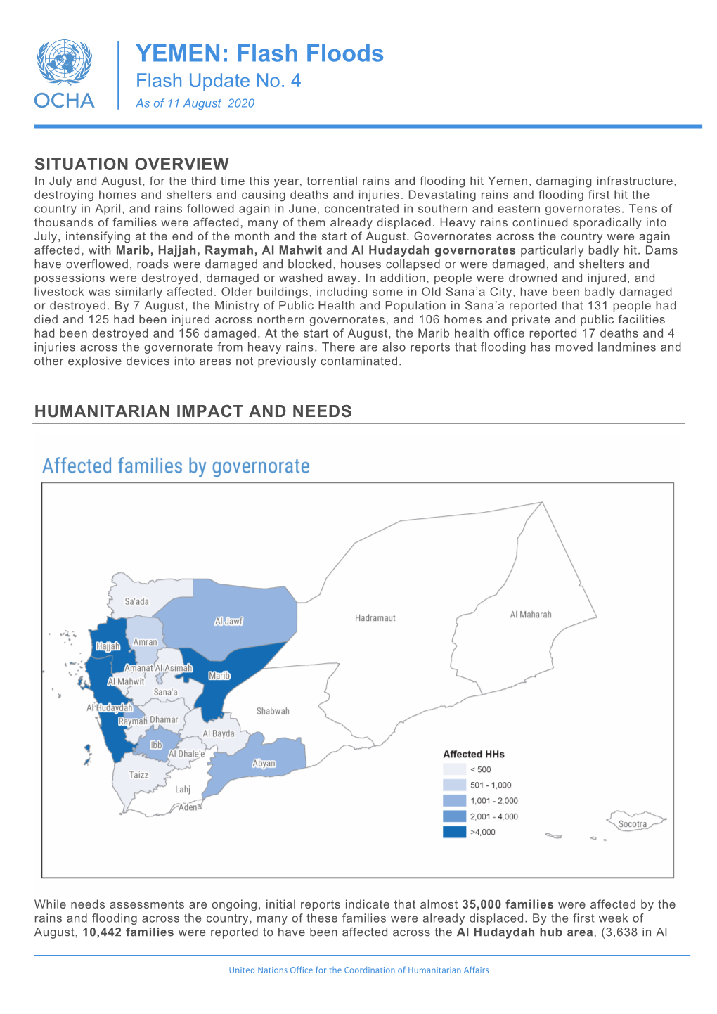 YEMEN: Flash Floods Flash Update No