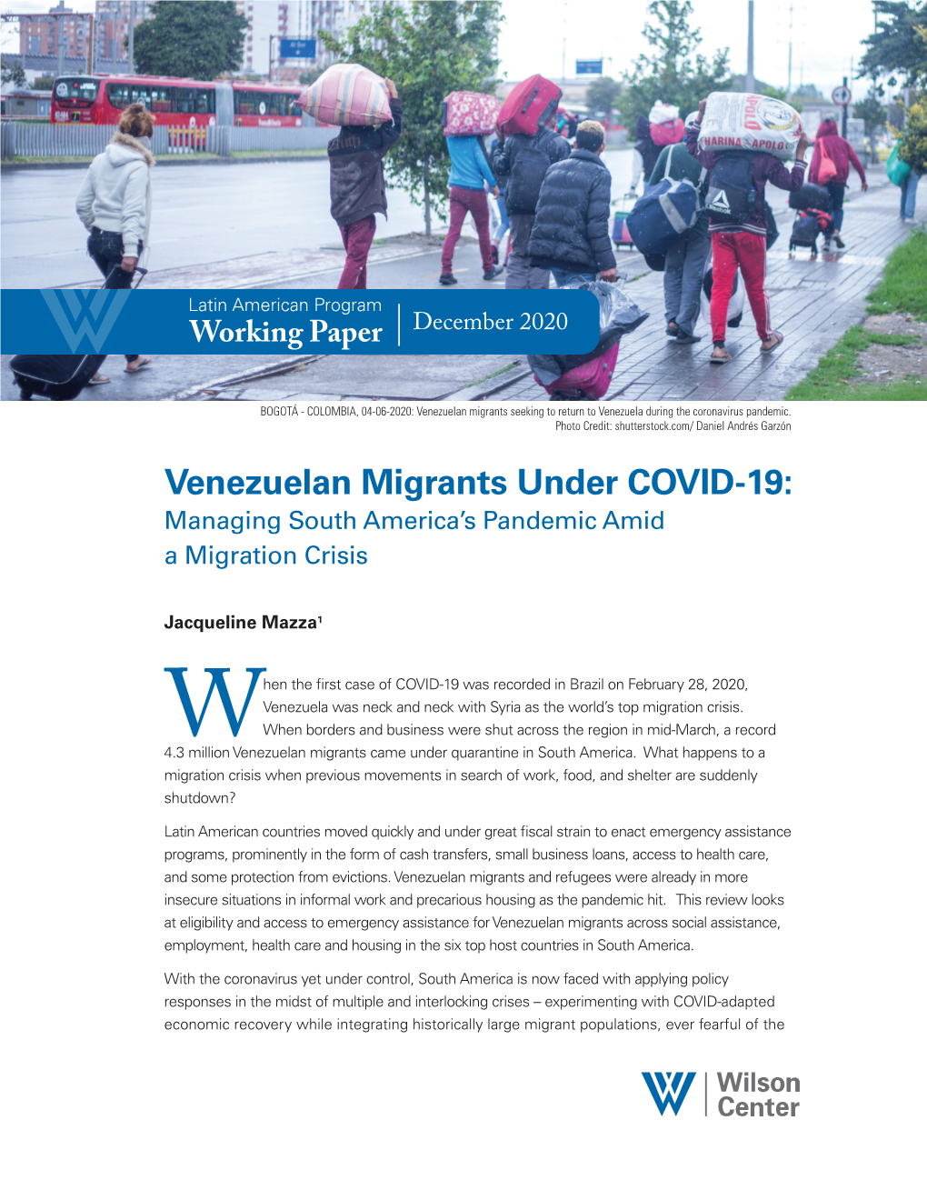 Venezuelan Migrants Under COVID-19: Managing South America’S Pandemic Amid a Migration Crisis