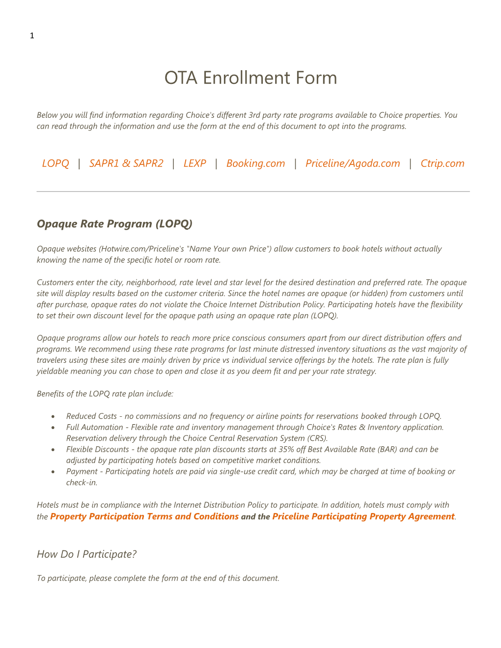 OTA Enrollment Form