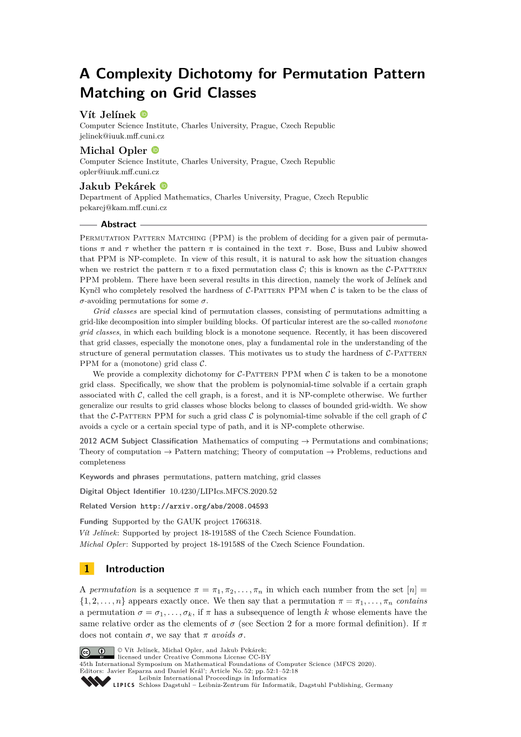 A Complexity Dichotomy for Permutation Pattern Matching On