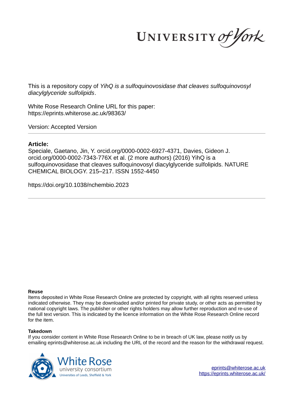 Yihq Is a Sulfoquinovosidase That Cleaves Sulfoquinovosyl Diacylglyceride Sulfolipids