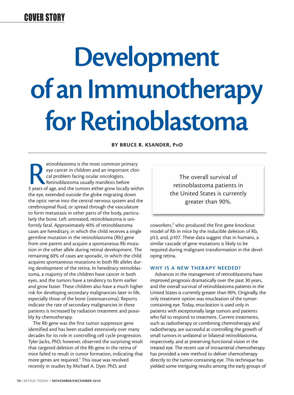 Development of an Immunotherapy for Retinoblastoma