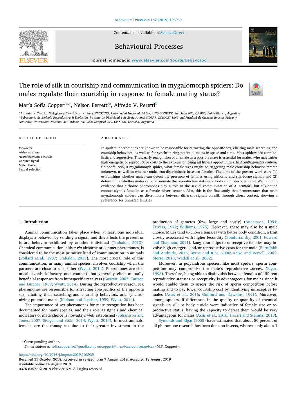 The Role of Silk in Courtship and Communication in Mygalomorph