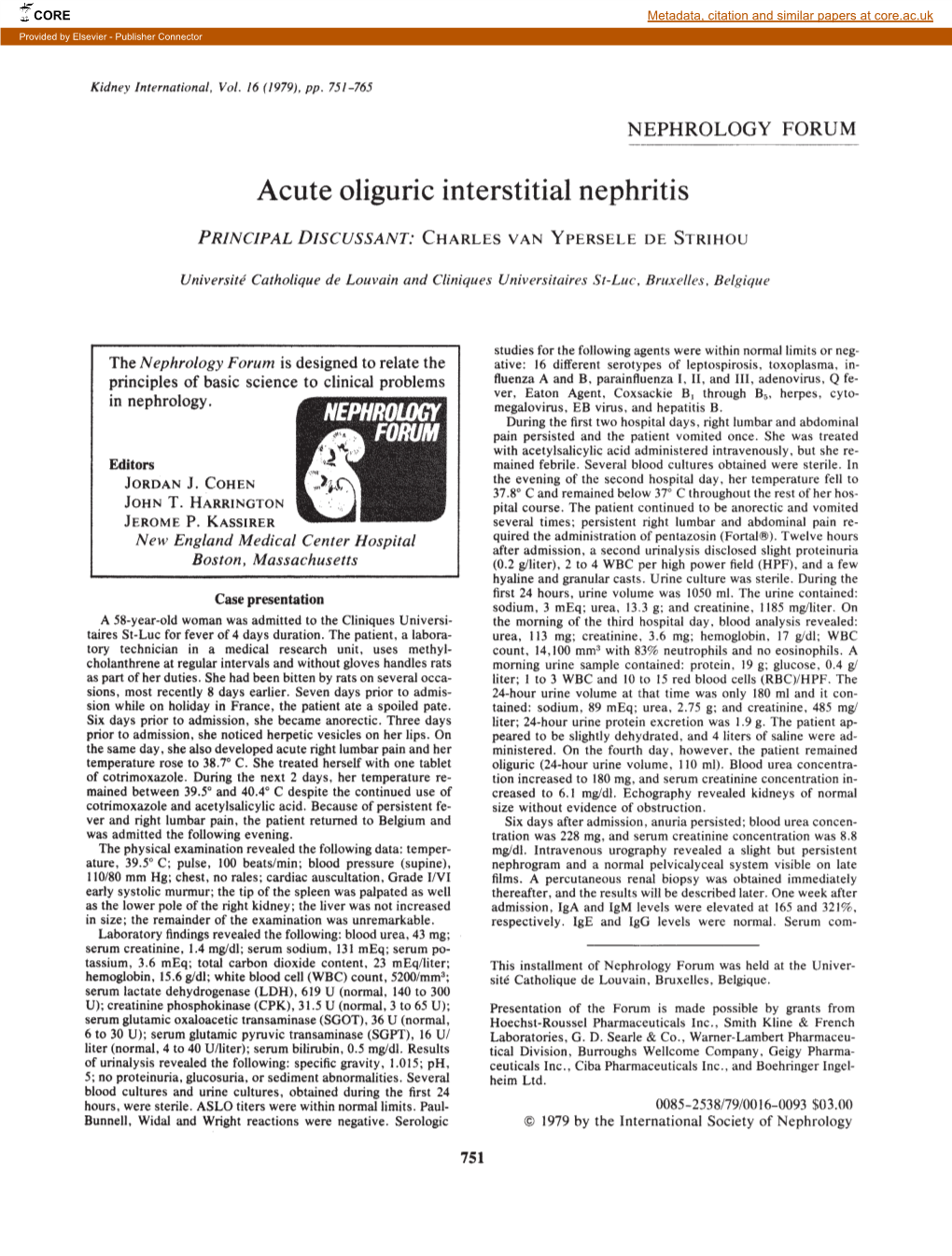 Acute Oliguric Interstitial Nephritis