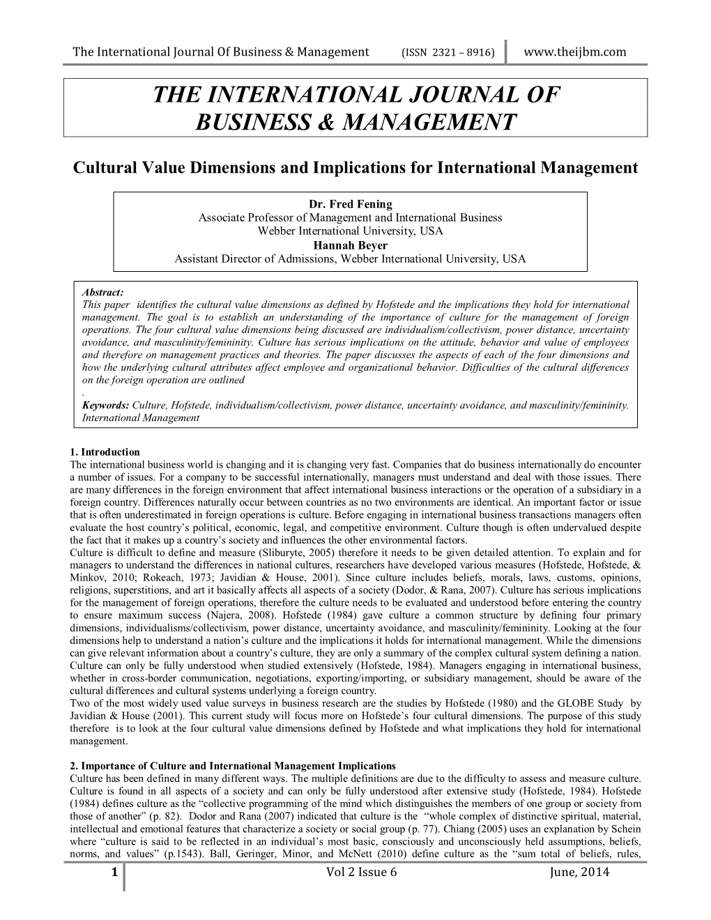 The International Journal of Business & Management