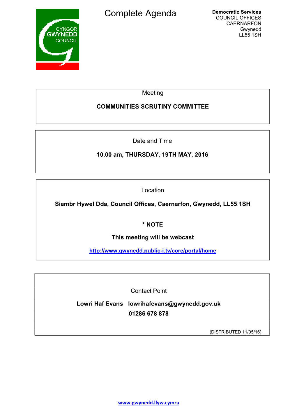 Agenda Document for Communities Scrutiny Committee, 19/05/2016 10