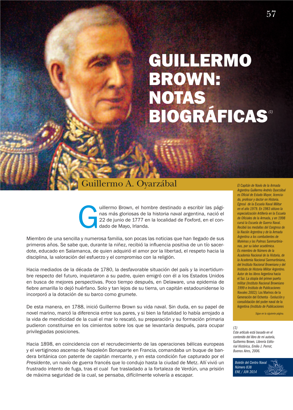 Guillermo Brown: Notas Biográficas (1)