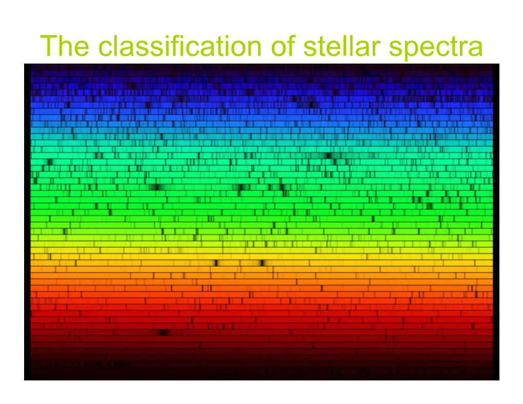 The Classification of Stellar Spectra Outline