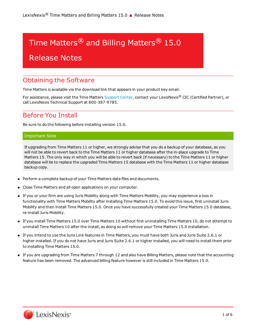 Time Matters and Billing Matters 15.0 Release Notes