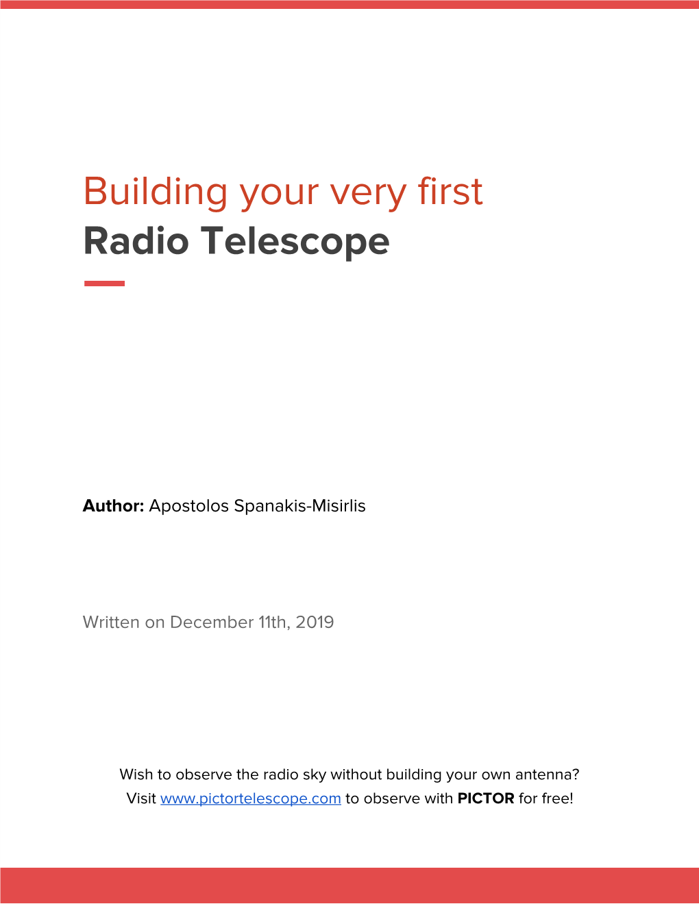 Building Your Very First Radio Telescope