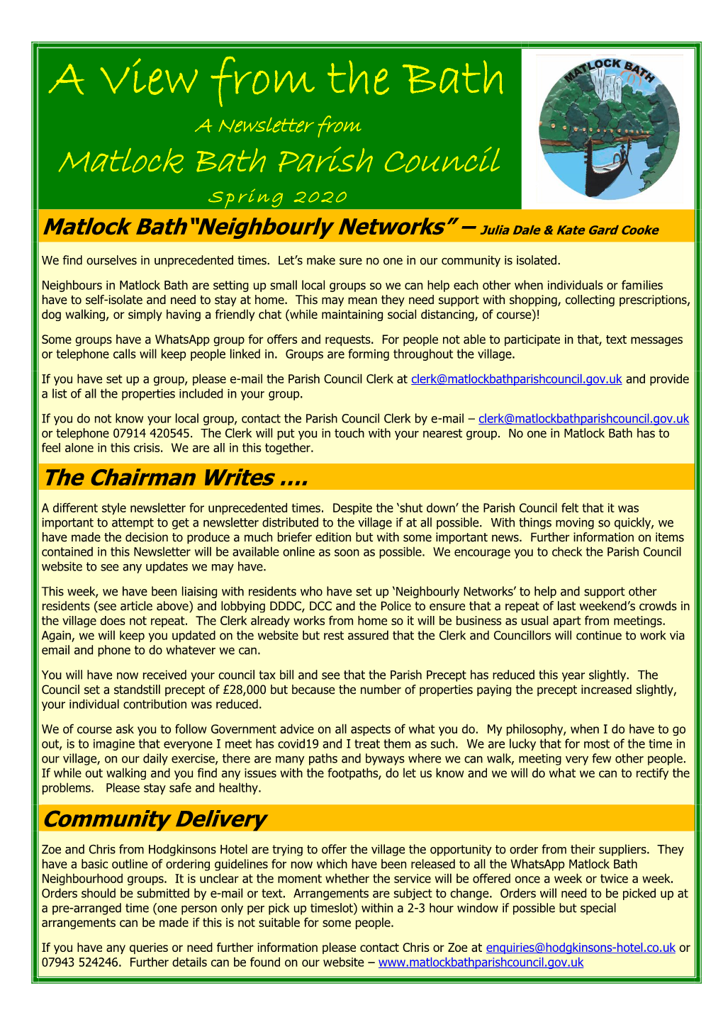 A View from the Bath a Newsletter from Matlock Bath Parish Council Spring 2020