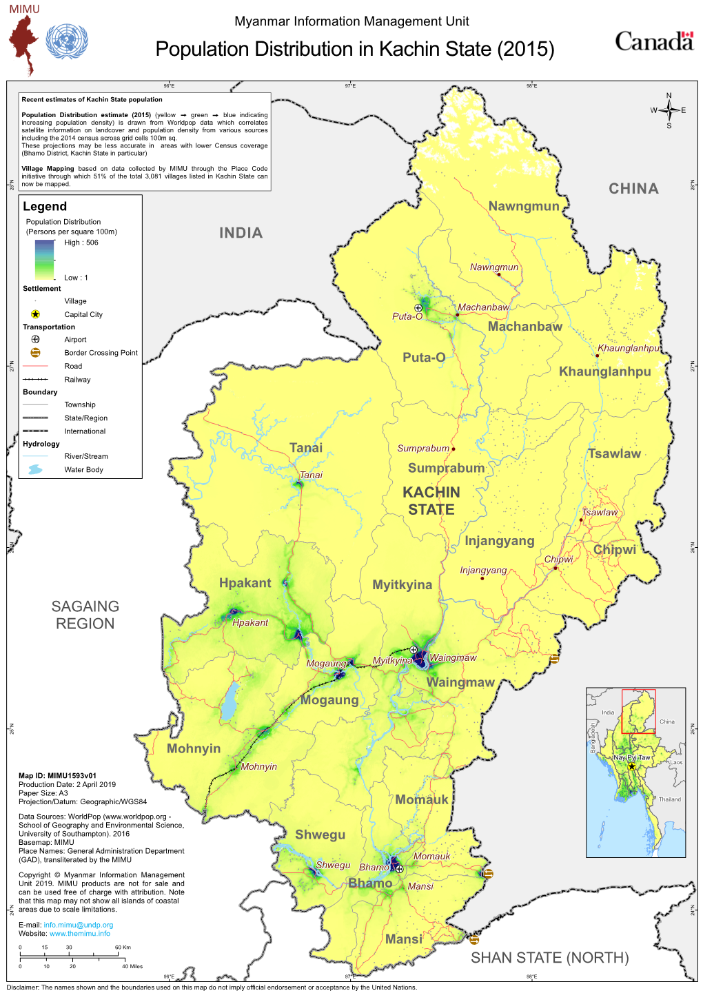 Population Distribution in Kachin State (2015)