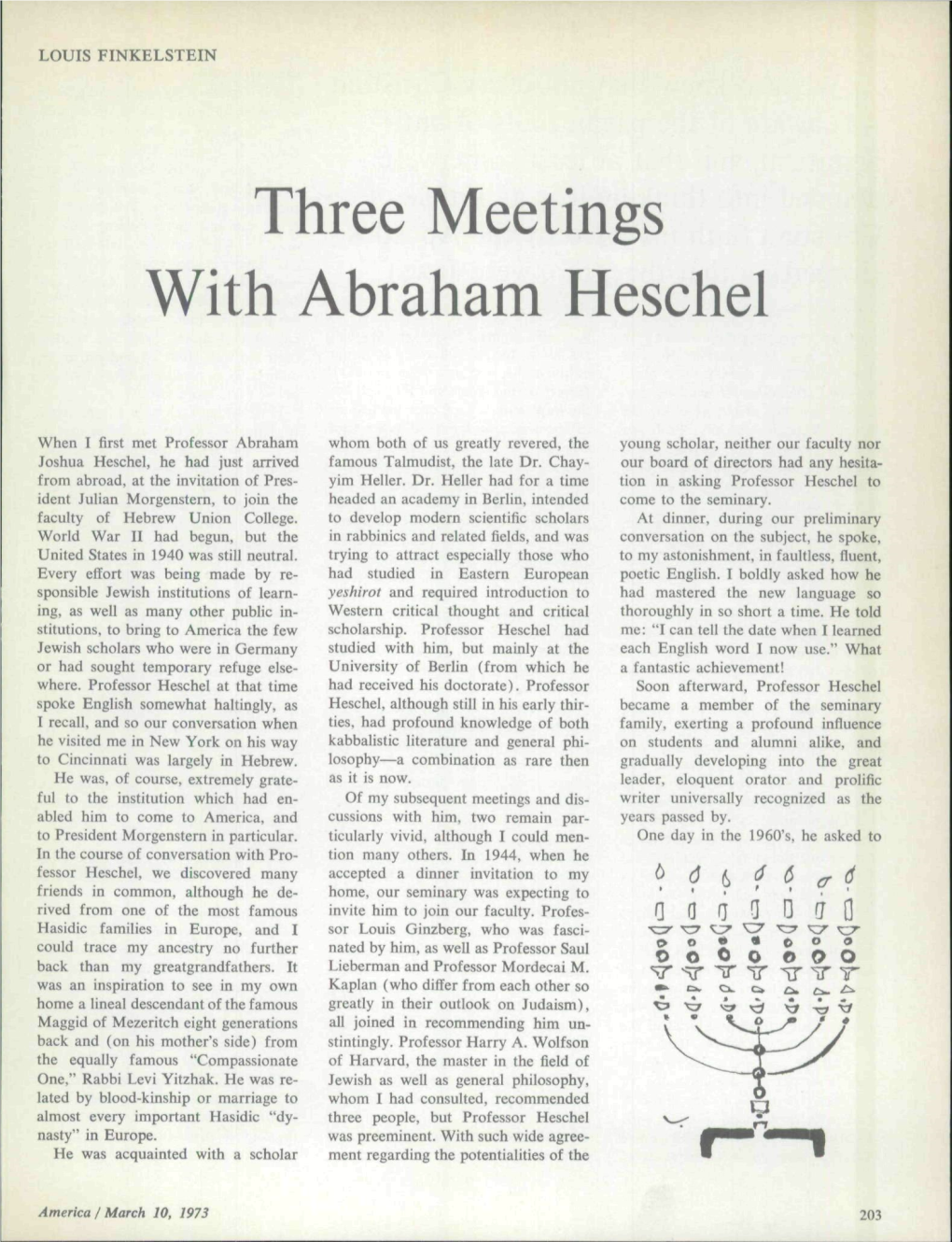Three Meetings with Abraham Heschel