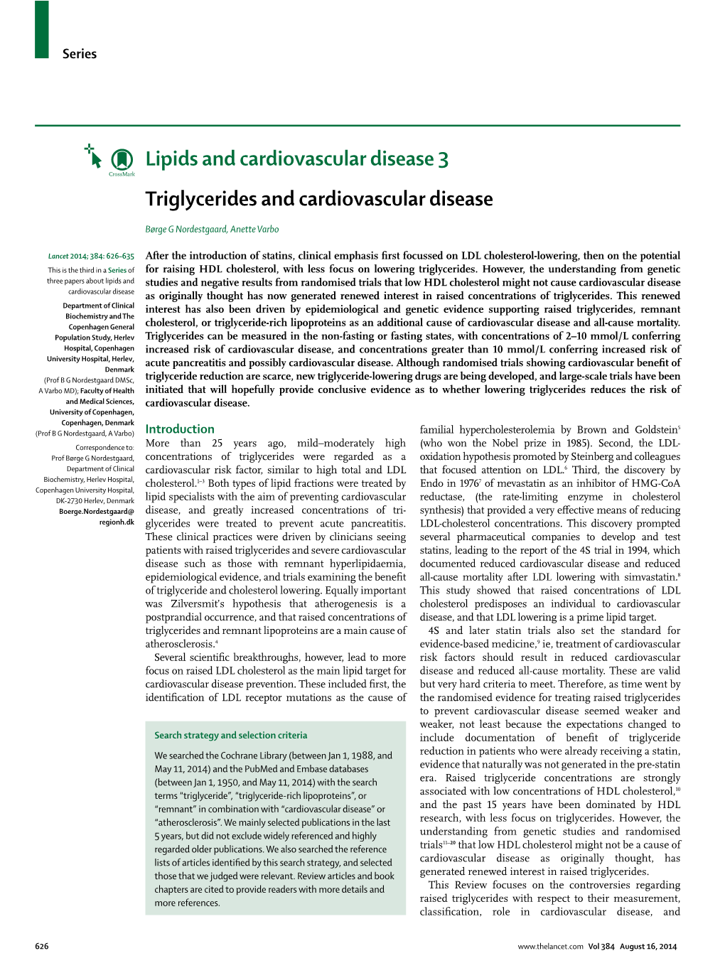 Triglycerides and Cardiovascular Disease