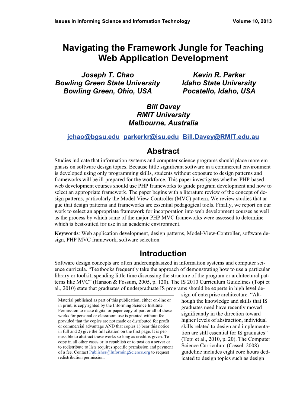 Navigating the Framework Jungle for Teaching Web Application Development