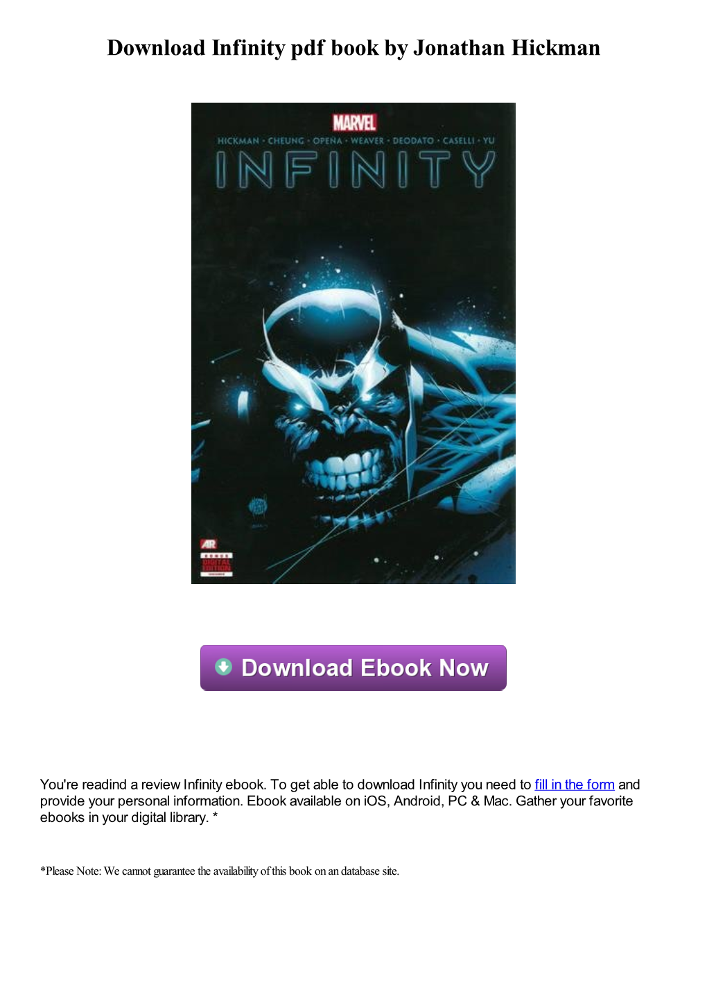 Download Infinity Pdf Ebook by Jonathan Hickman