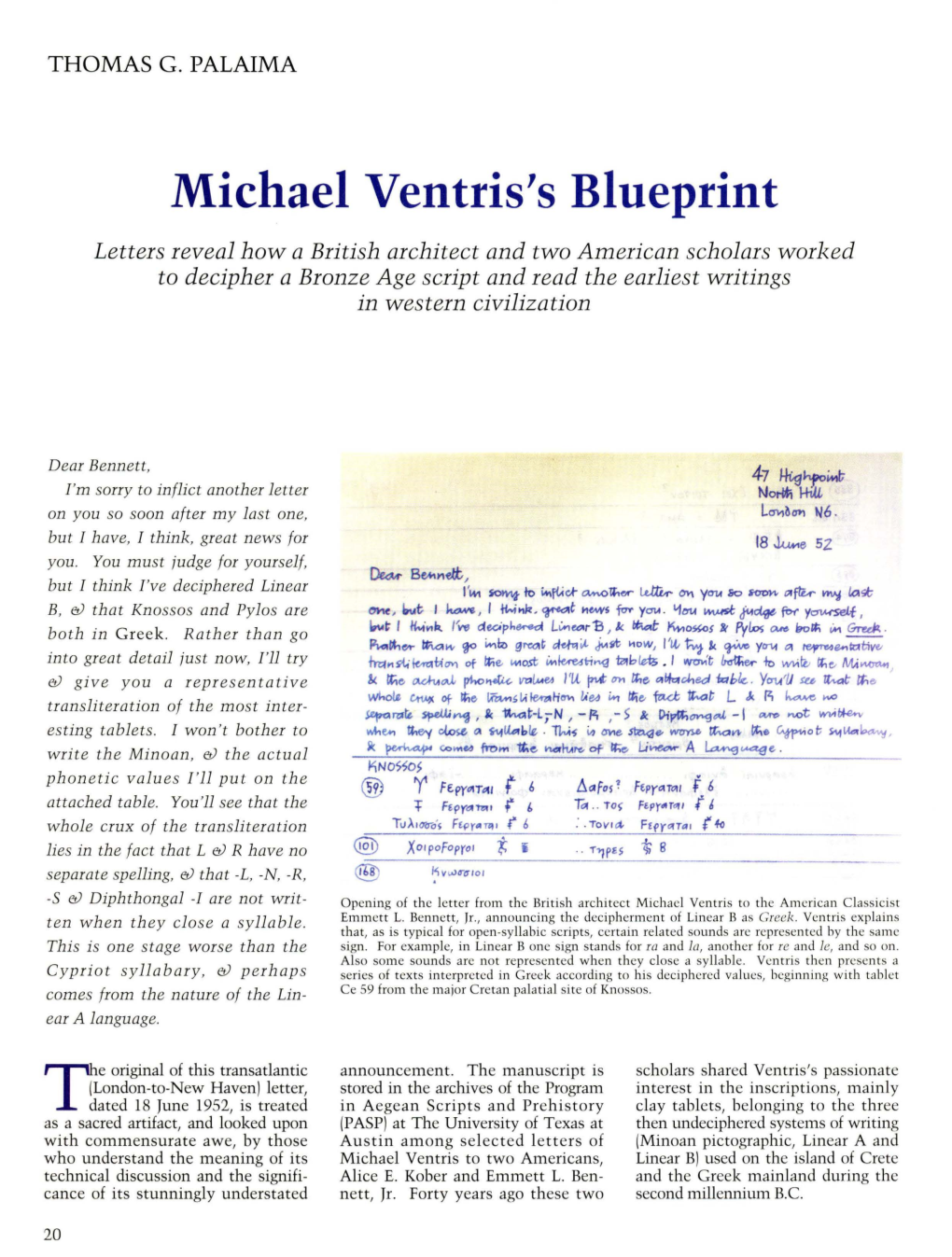 Michael Ventris's Blueprint