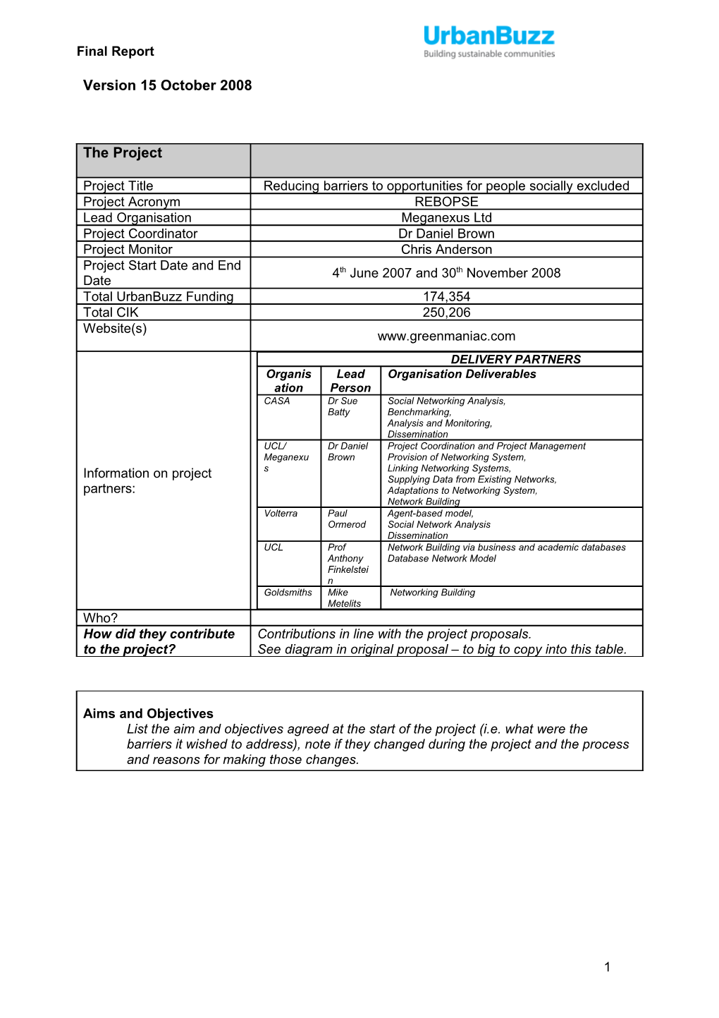 Interim Activity Report Template: