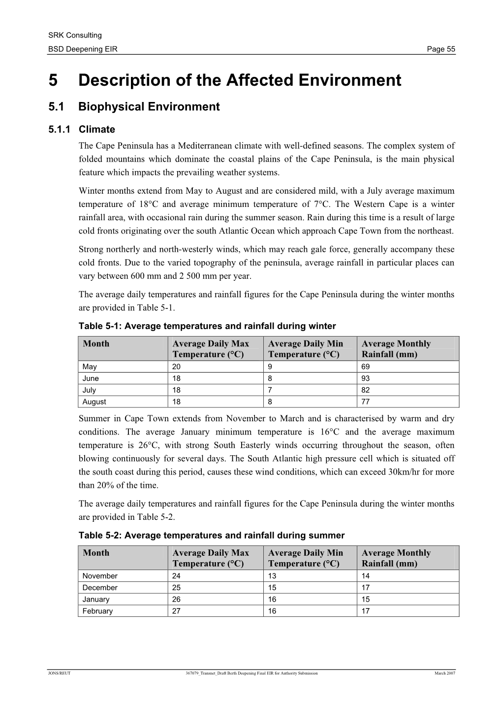 5 Description of the Affected Environment