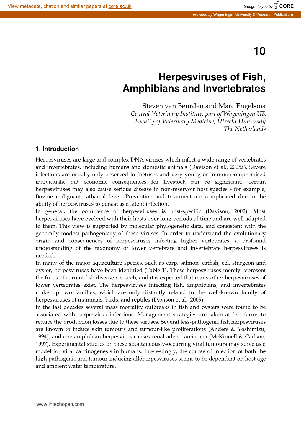Herpesviruses of Fish, Amphibians and Invertebrates