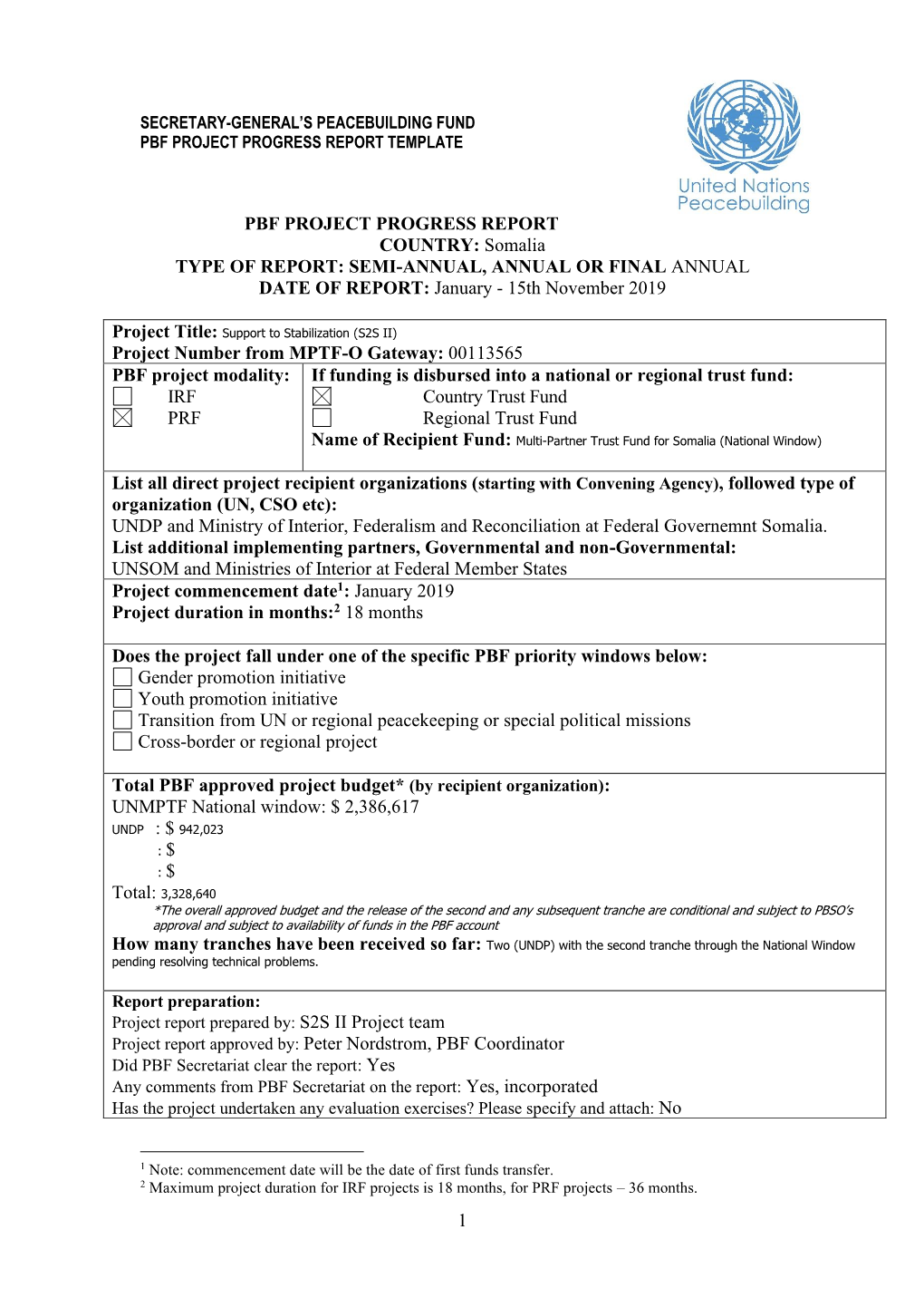 1 Pbf Project Progress Report