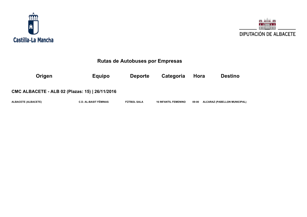 Rutas De Autobuses Por Empresas Origen Equipo Deporte Categoria