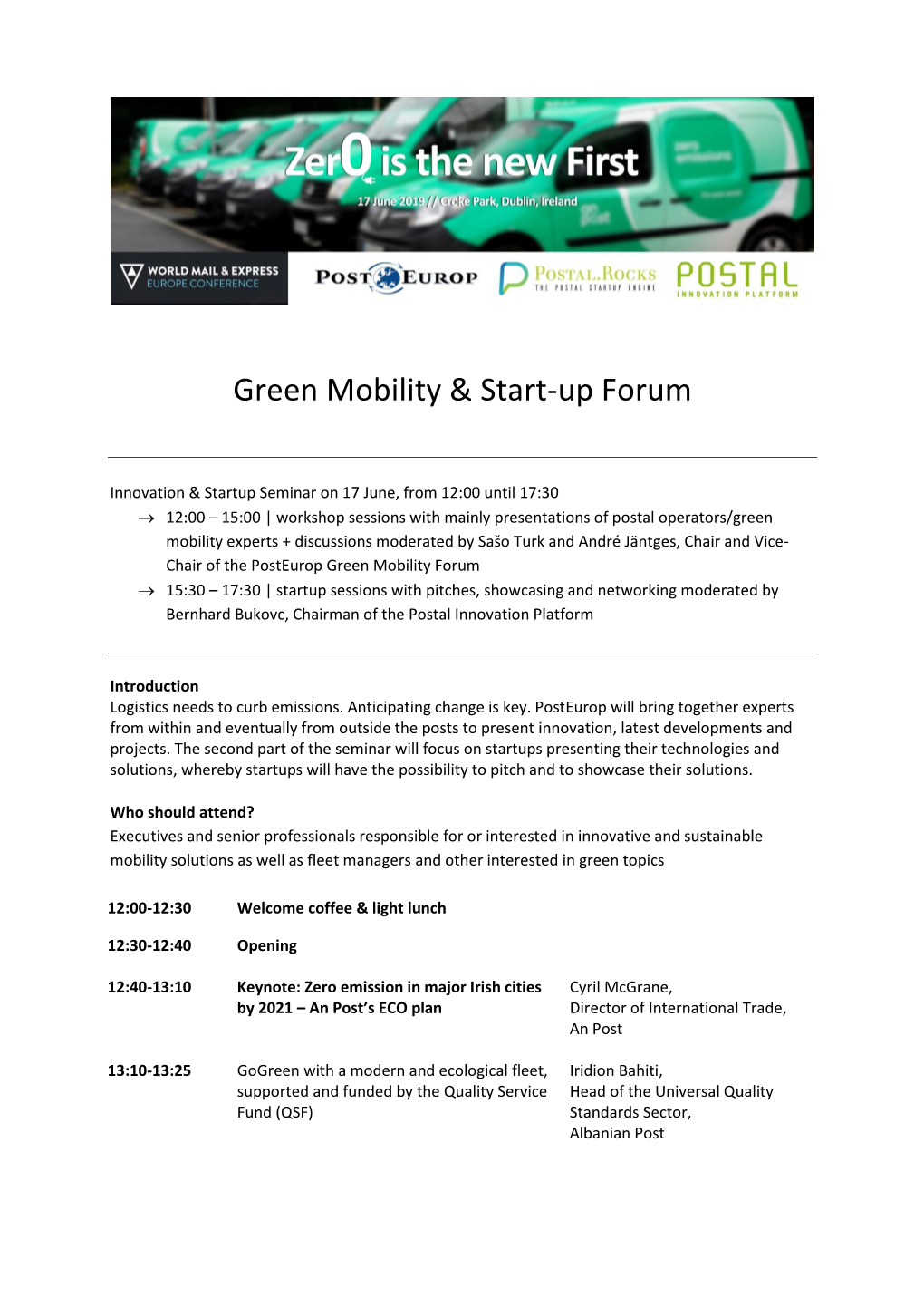 Green Mobility & Start-Up Forum