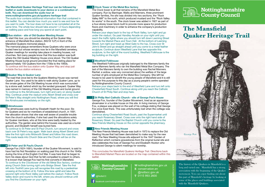 The Mansfield Quakers Heritage Trail Leaflet