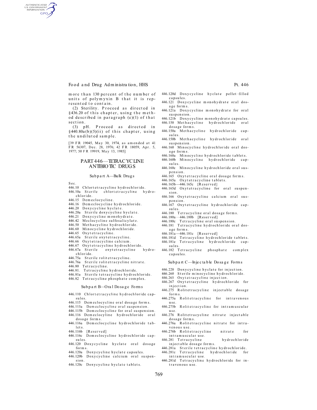 769 Part 446—Tetracycline Antibiotic Drugs