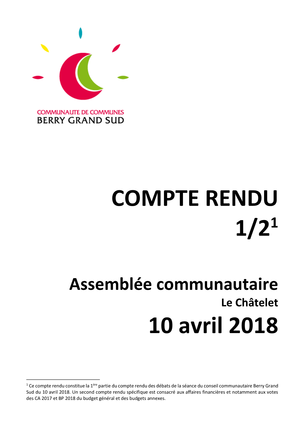 COMPTE RENDU 1/2 10 Avril 2018
